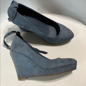 Material Girl Blue Suede Wedges